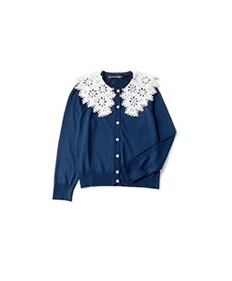 Cutwork collar cardigan