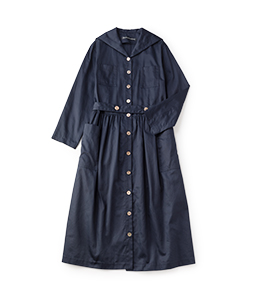 Cotton satin marine collar dress