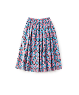 Flower embroidery tuck skirt