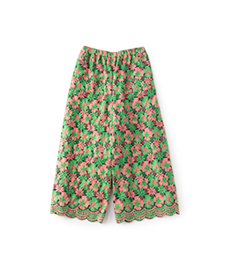 Flower embroidery cropped pants