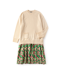 Flower embroidery knit dress