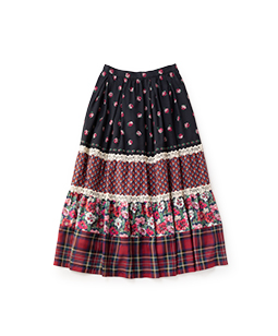 British rose mix tiered skirt