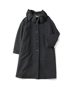 Drape ribbon collar cocoon coat