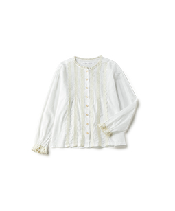 Cotton lawn and wool lace blouse