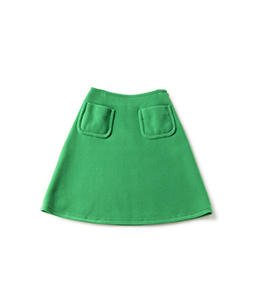 Pile twill flare skirt