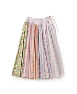 Stripe flower mix skirt