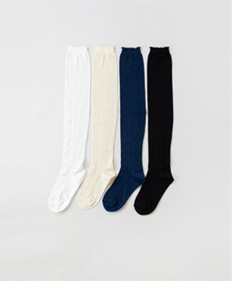 Eyelet lace over-knee socks
