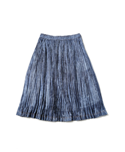 Bright denim random pleated skirt