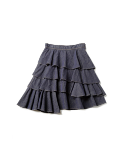 Slab denim fluffy skirt