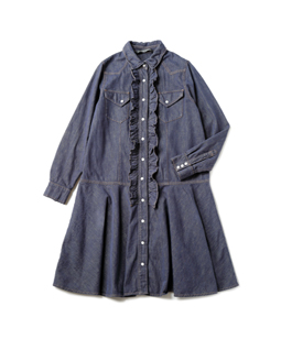 Slab denim shirt onepiece