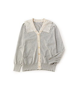 Fan embroidery collar cardigan　