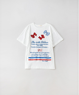 Anniversary ribbons embroidery T-shirt