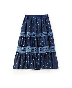 Tiny flower jacquard tiered skirt　