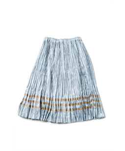 Bright chambray random pleats skirt