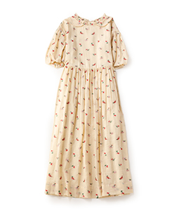 Tiny flower jacquard puffy dress