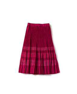 Sheer cloth and lace flare pleats skirt