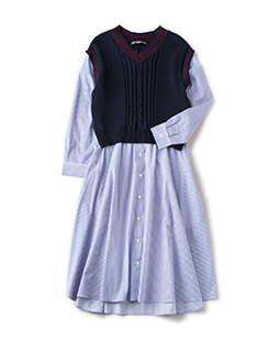 Tilden vest and stripe trompe-l'oeil dress