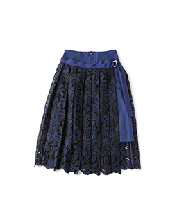 Military cloth and leaf lace 2 face skirt