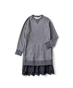 Fleece and leaf lace trompe-l'oeil dress