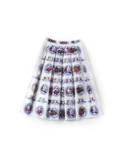 Blue bone-china side lace skirt