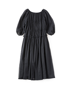 Cotton organdy puff sleeve dress