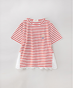 Lace peplum border T-shirt