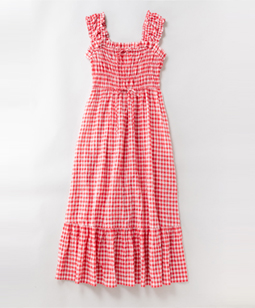 Shirring gingham camisole dress