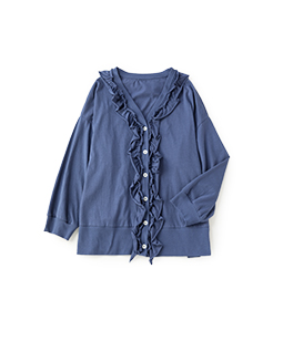 Chiffon T-cloth frill trimming cardigan