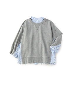 Compact fleece scallop lace sweatshirt