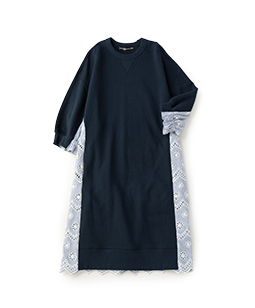 Compact fleece scallop lace dress