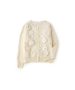 Ribbon flower embroidery cardigan 