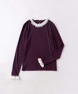 Ultima fraise lace-trim pullover