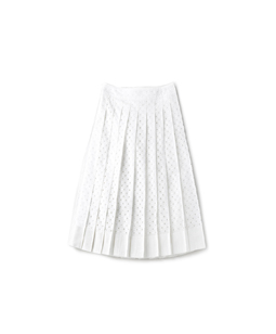 Square-cut lace pleated skirt