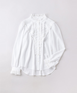 Vintage decin lace-trim blouse