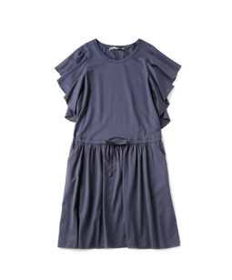 High gauge T-cloth ruffle sleeve dress