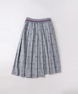 Dormitory motifs tuck pleats skirt