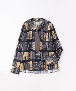 Agatha’s library ribbon tie shirt