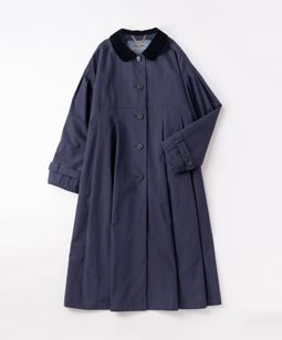 Velvet collar tuck flare coat