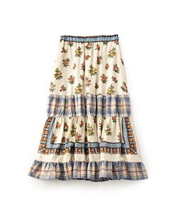 Flowers of Jouy scarf mix tiered skirt