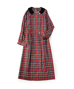 Tartan check velvet collar dress