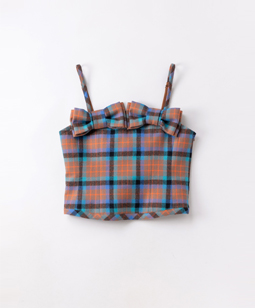 Tartan check ribbon bustier