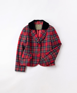 Tartan check velvet collar jacket