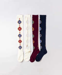 Relief monogram over-knee socks