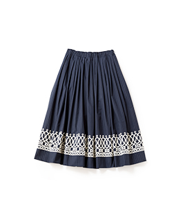Pinstripe&vintage lace skirt