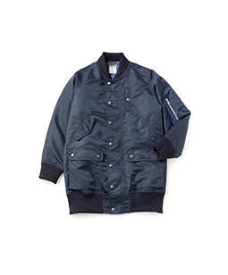 Nylon twill long flight jacket