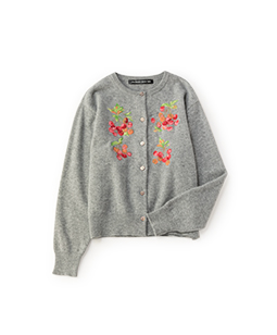 Winter cherries embroidery cardigan 