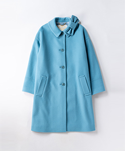 Lamb beaver ribbon collar coat