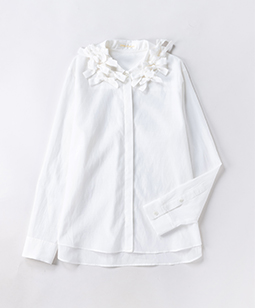 Multiple ribbons collar shirt