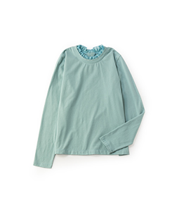 Soft bear T-cloth frill collar pullover