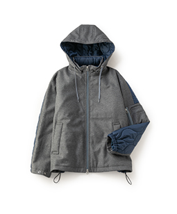 Flannel・Nylon quilt hooded jacket
